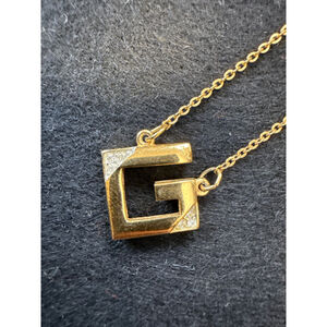 Vintage GIVENCHY Paris New York Rhinestone G Logo Necklace